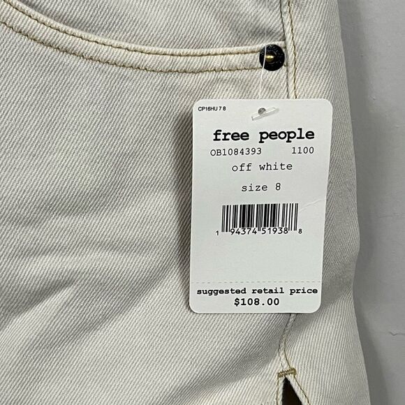 NWT We The Free Off White Sunkissed Shortfall Denim Overalls Size 8 - Picture 5 of 6